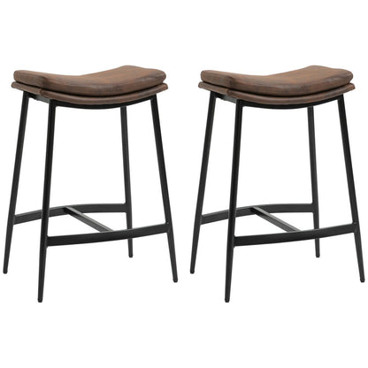 Set of 2 HOMCOM Curved Upholstered Breakfast Bar Stools - Industrial Elegance