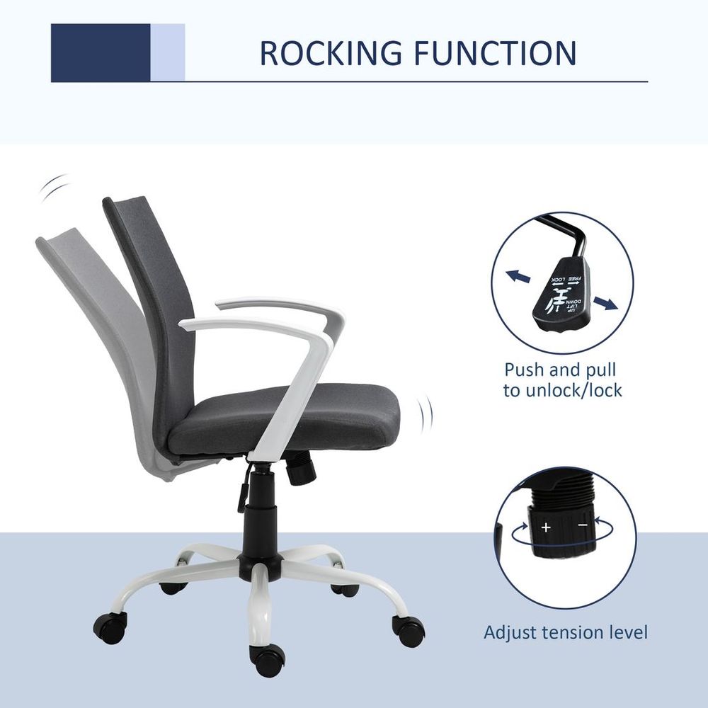Ergonomic Dark Grey Linen Swivel Desk Chair - Adjustable & Comfortable Office Seat