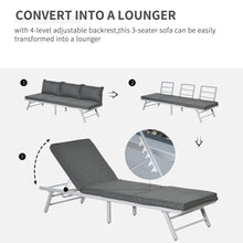 Load image into Gallery viewer, Versatile 3-Piece Garden Seating Set: Grey Convertible Sofa &amp; Coffee Table
