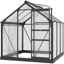 Load image into Gallery viewer, 6x6ft Polycarbonate Garden Greenhouse with Aluminium Frame &amp; Sliding Door
