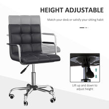 Load image into Gallery viewer, Stylish Mid-Back PU Leather Swivel Desk Chair with Armrests - Black
