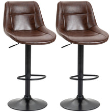 Load image into Gallery viewer, Elegant 360° Swivel Kitchen Stools - Set of 2, Brown PU Leather Comfort
