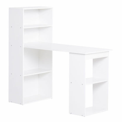 Modern White Computer Desk with Bookshelf – Stylish & Space-Saving Workstation