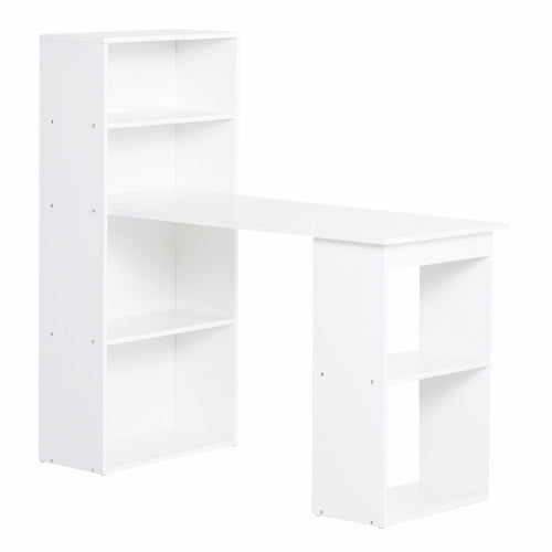 Modern White Computer Desk with Bookshelf – Stylish & Space-Saving Workstation