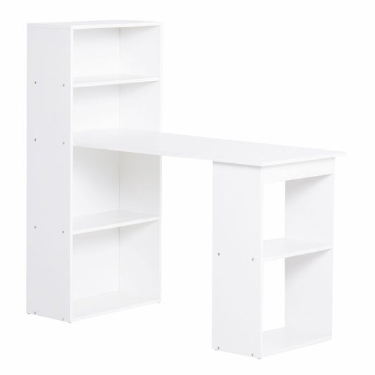 Modern White Computer Desk with Bookshelf – Stylish & Space-Saving Workstation