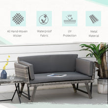Load image into Gallery viewer, Convertible Rattan Daybed Sofa with Cushions - Perfect for Outdoor Relaxation
