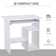 Load image into Gallery viewer, Modern Compact Computer Desk with Slide-Out Keyboard Tray – White Finish
