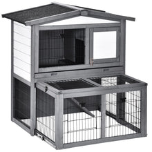Load image into Gallery viewer, Deluxe 2-Tier Wooden Rabbit Hutch with Easy-Clean Tray &amp; Weather Protection
