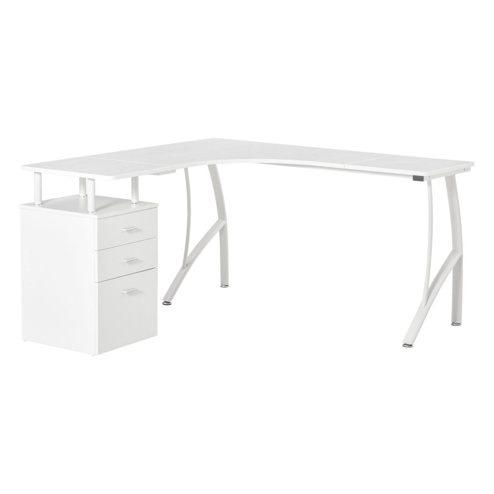Modern L-Shaped Corner Desk - Stylish Home Office Workstation with Drawer