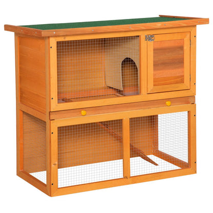Cozy 2-Tier Wooden Rabbit Hutch for Outdoor Fun | PawHut Small Animal Home