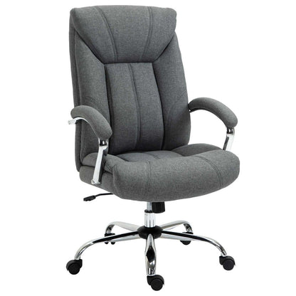 Ergonomic High Back Office Chair with Armrests - Stylish Grey & Swivel Mobility