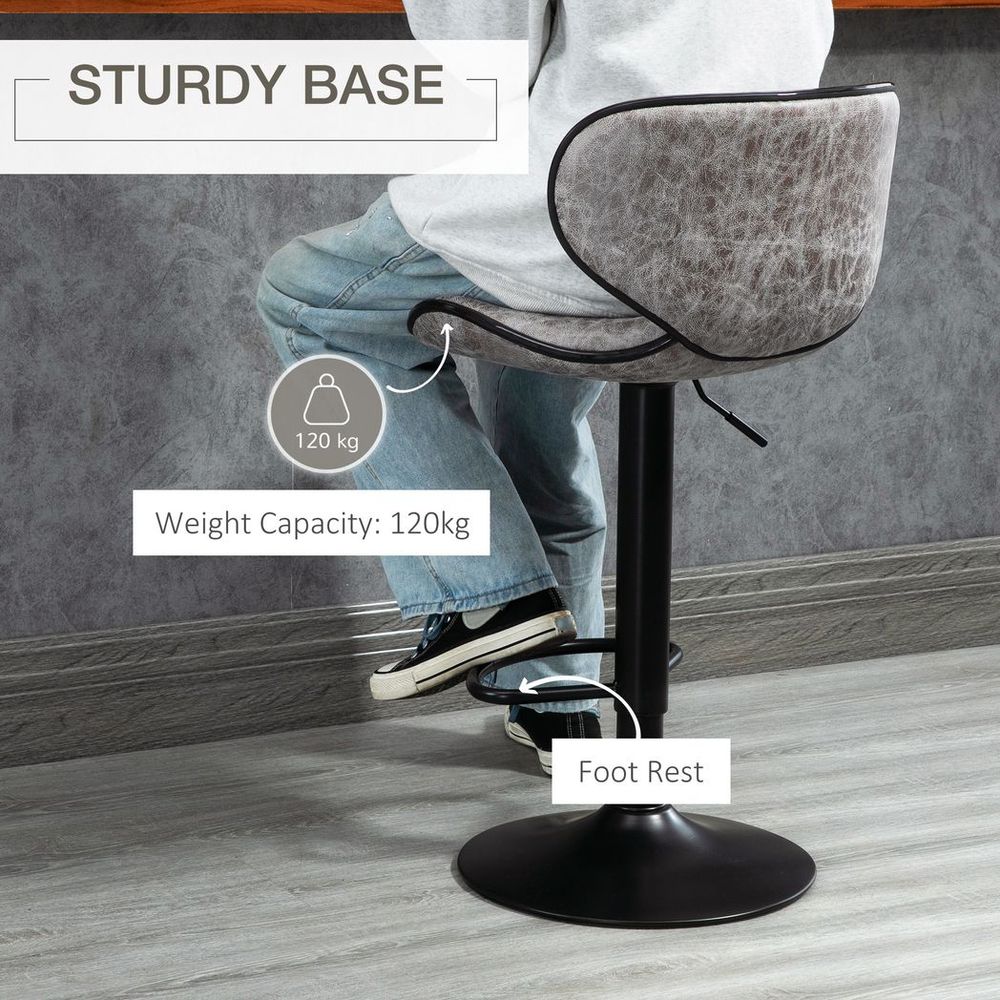 Retro Adjustable Height Bar Stool Set - Comfortable Microfiber Dining Chairs