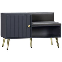 Load image into Gallery viewer, Stylish Shoe Bench with Cushion &amp; Storage – Modern Entryway Organizer in Grey
