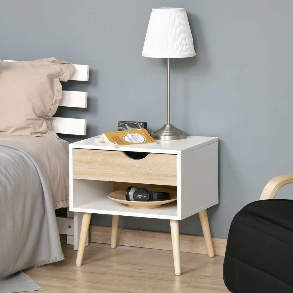 Modern Bedside Table with Drawer & Shelf - Stylish Nightstand Solution