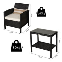 Load image into Gallery viewer, Stylish 3-Piece Cushioned Rattan Outdoor Bistro Set with Coffee Table &amp; Pillows
