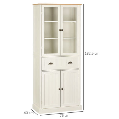 Elegant 5-Tier Kitchen Cupboard with Adjustable Shelves - Cream Finish