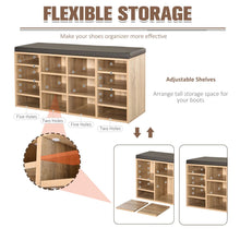 Load image into Gallery viewer, Versatile 14-Compartment Multi-Storage Shoe Rack with Cushion &amp; Removable Shelves
