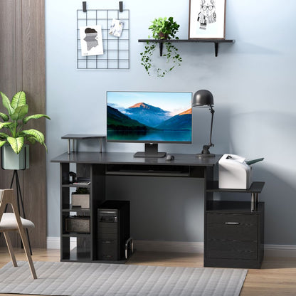 Stylish Wood Computer Desk with Drawers & Shelves for Home Office Efficiency