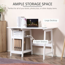 Load image into Gallery viewer, Compact White PC Desk with Storage Shelves - Stylish Workstation Solution
