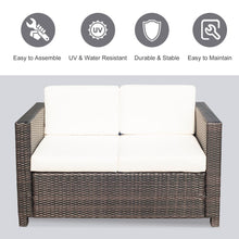 Load image into Gallery viewer, Outsunny Cozy 2-Seater Outdoor Sofa with Thick Cushions &amp; Rattan Table
