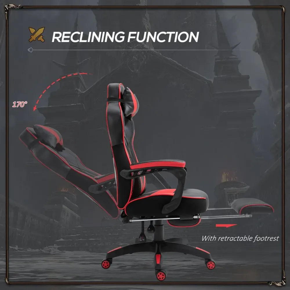Ultimate Ergonomic Gaming Chair with Reclining Footrest - Stylish Red Design!