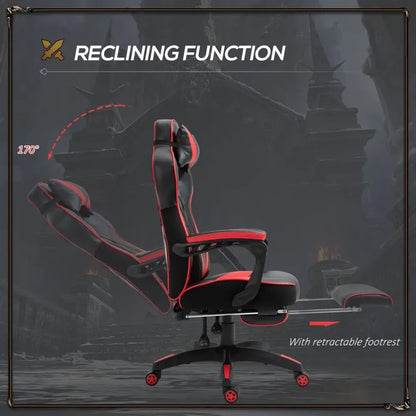Ultimate Ergonomic Gaming Chair with Reclining Footrest - Stylish Red Design!