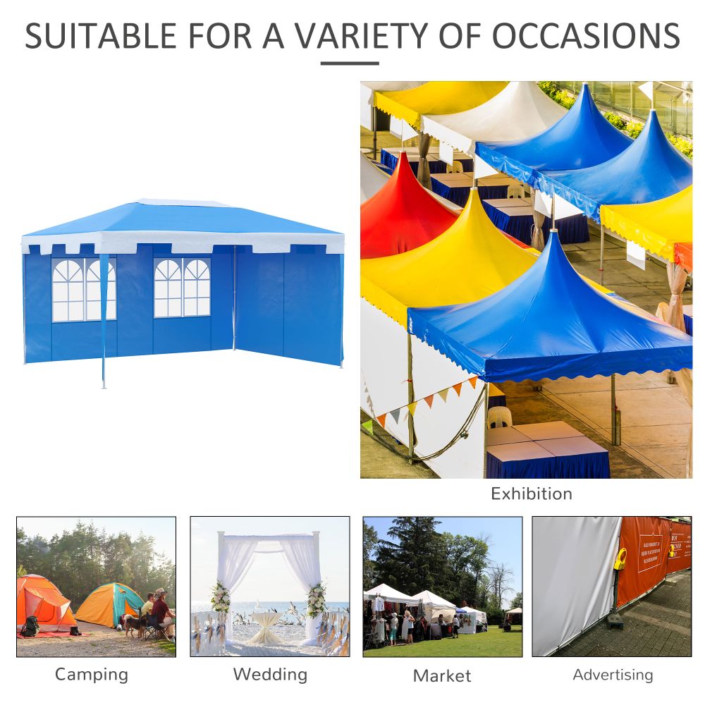 Outsunny 4x3m Heavy Duty Blue Party Gazebo Tent - Perfect Outdoor Shelter!
