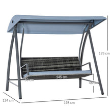 Load image into Gallery viewer, Luxurious 2-3 Seater Rattan Swing Chair with Canopy &amp; Removable Cushions

