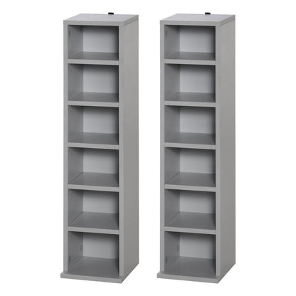 Dual Adjustable CD Media Tower Rack - Stylish Grey Storage Solution
