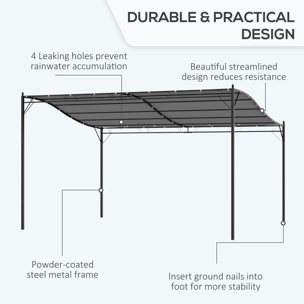 Elegant 4x3m Metal Wall Gazebo with Canopy – Stylish Outdoor Shade Solution