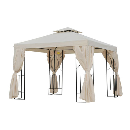 Outsunny 3x3m Metal Gazebo: Elegant Sun Shade for Outdoor Parties & Relaxation
