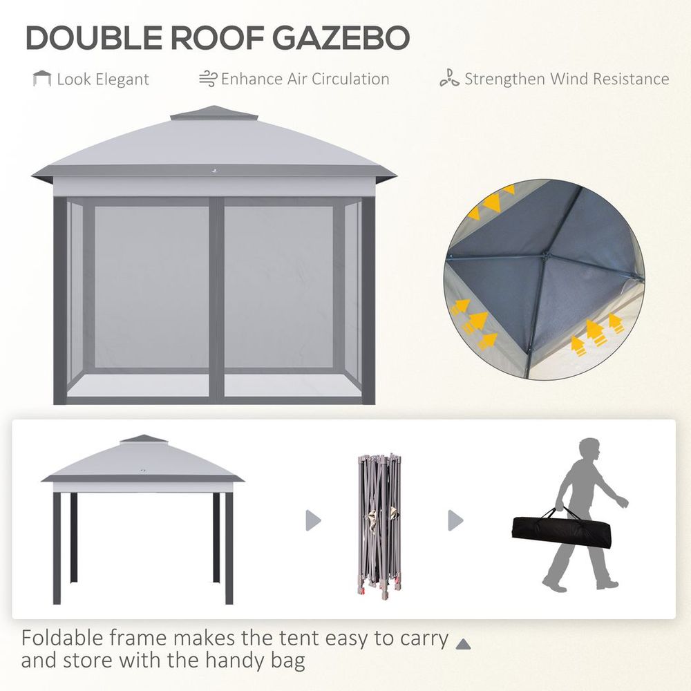 Outsunny Adjustable Pop-Up Gazebo Canopy Tent with Carry Bag – Grey