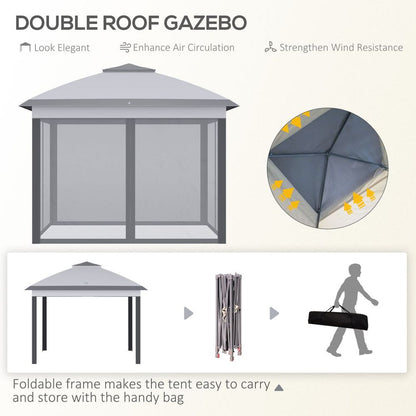 Outsunny Adjustable Pop-Up Gazebo Canopy Tent with Carry Bag – Grey