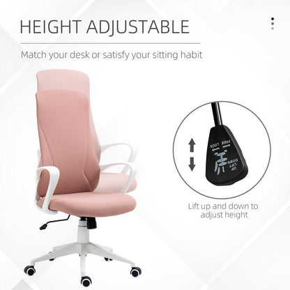 Vinsetto Pink High-Back Office Chair - Adjustable Comfort for Your Workspace