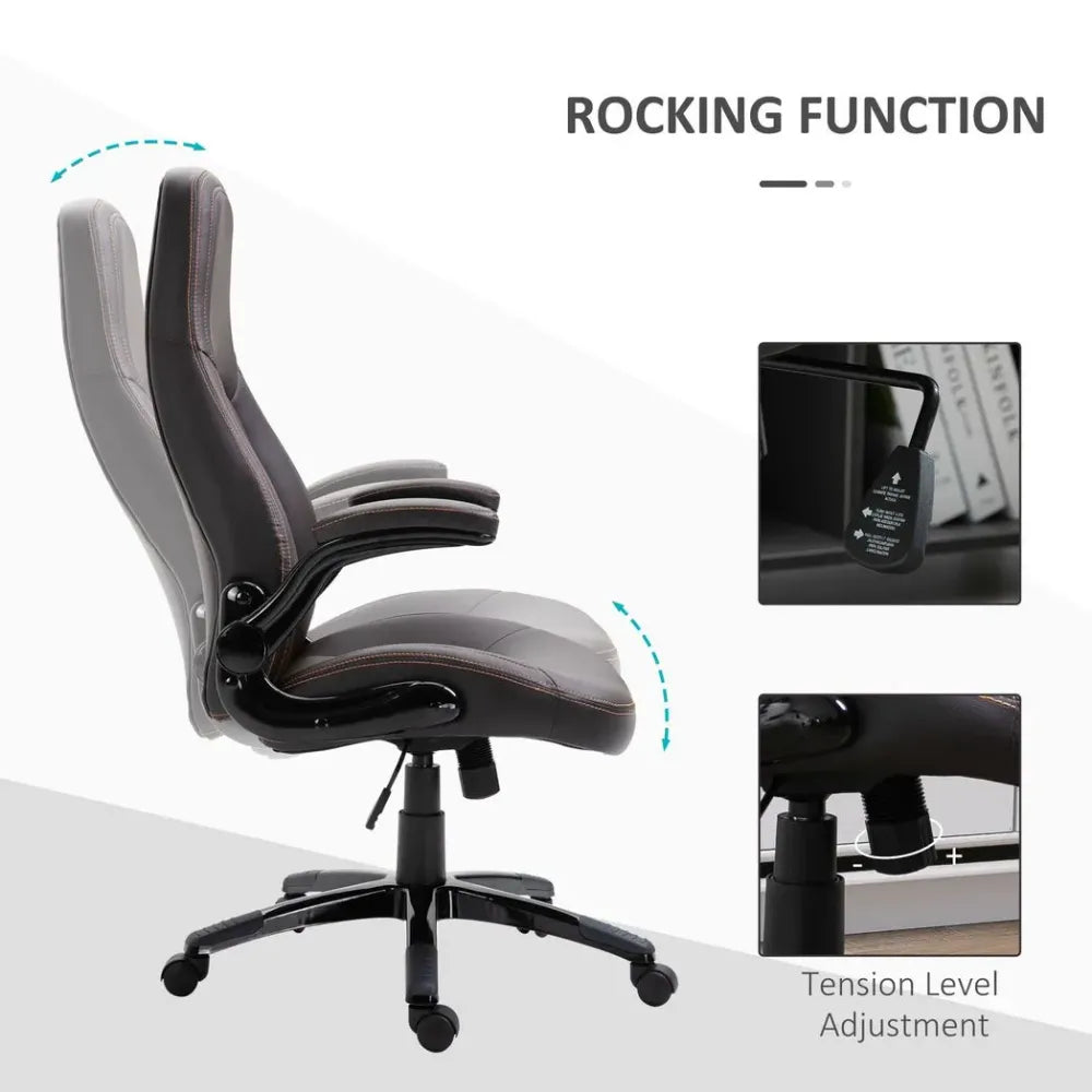 Stylish PU Leather High Back Swivel Office Chair with Adjustable Height
