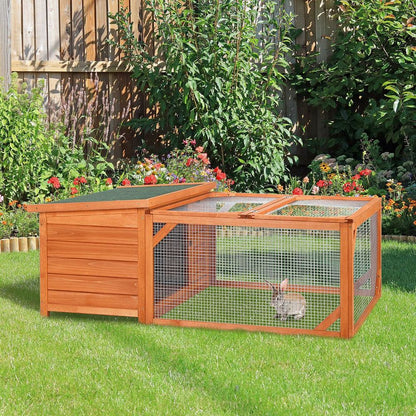 Cozy Wooden Rabbit Hutch with Spacious Run - Perfect Home for Small Animals!