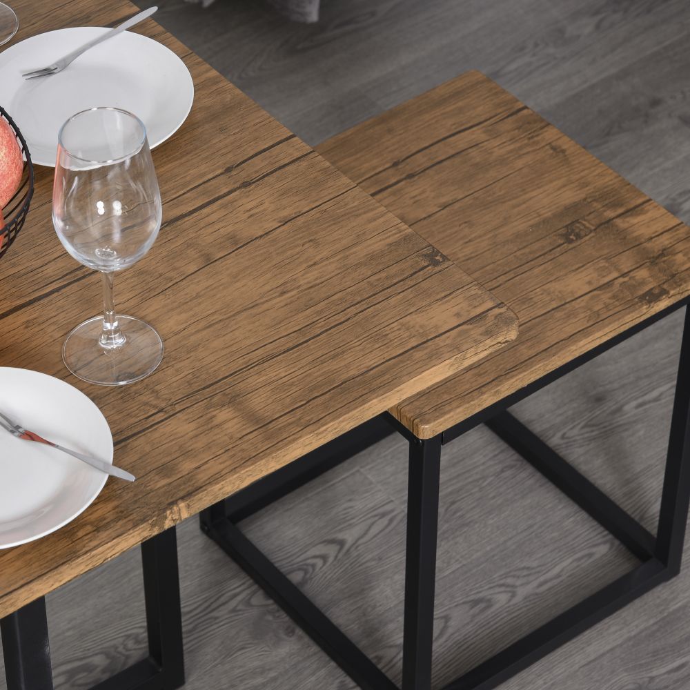 Stylish 5-Piece Black/Brown MDF & Steel Dining Set - Modern Bar Table & Stools