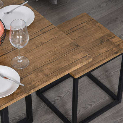 Stylish 5-Piece Black/Brown MDF & Steel Dining Set - Modern Bar Table & Stools