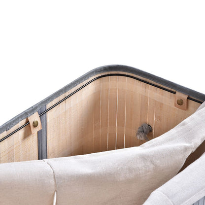 100L Grey Bamboo Laundry Basket with Flip Lid - Stylish & Water-Resistant!