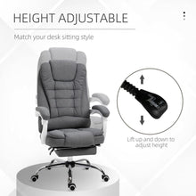 Load image into Gallery viewer, Vinsetto Grey Home Office Chair: Adjustable Swivel Recliner with Footrest
