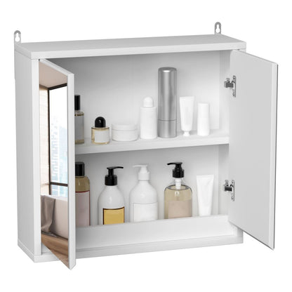 Stylish Wall-Mounted Mirror Cabinet with Adjustable Shelf & Storage for Bathrooms