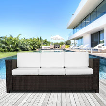 Load image into Gallery viewer, Durable 3-Seater Rattan Sofa with Cushions - Stylish Outdoor Wicker Furniture
