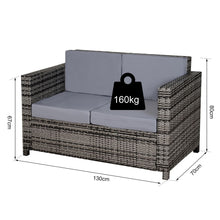 Load image into Gallery viewer, Luxurious 2-Seater Grey Wicker Outdoor Sofa - Weather Resistant Comfort
