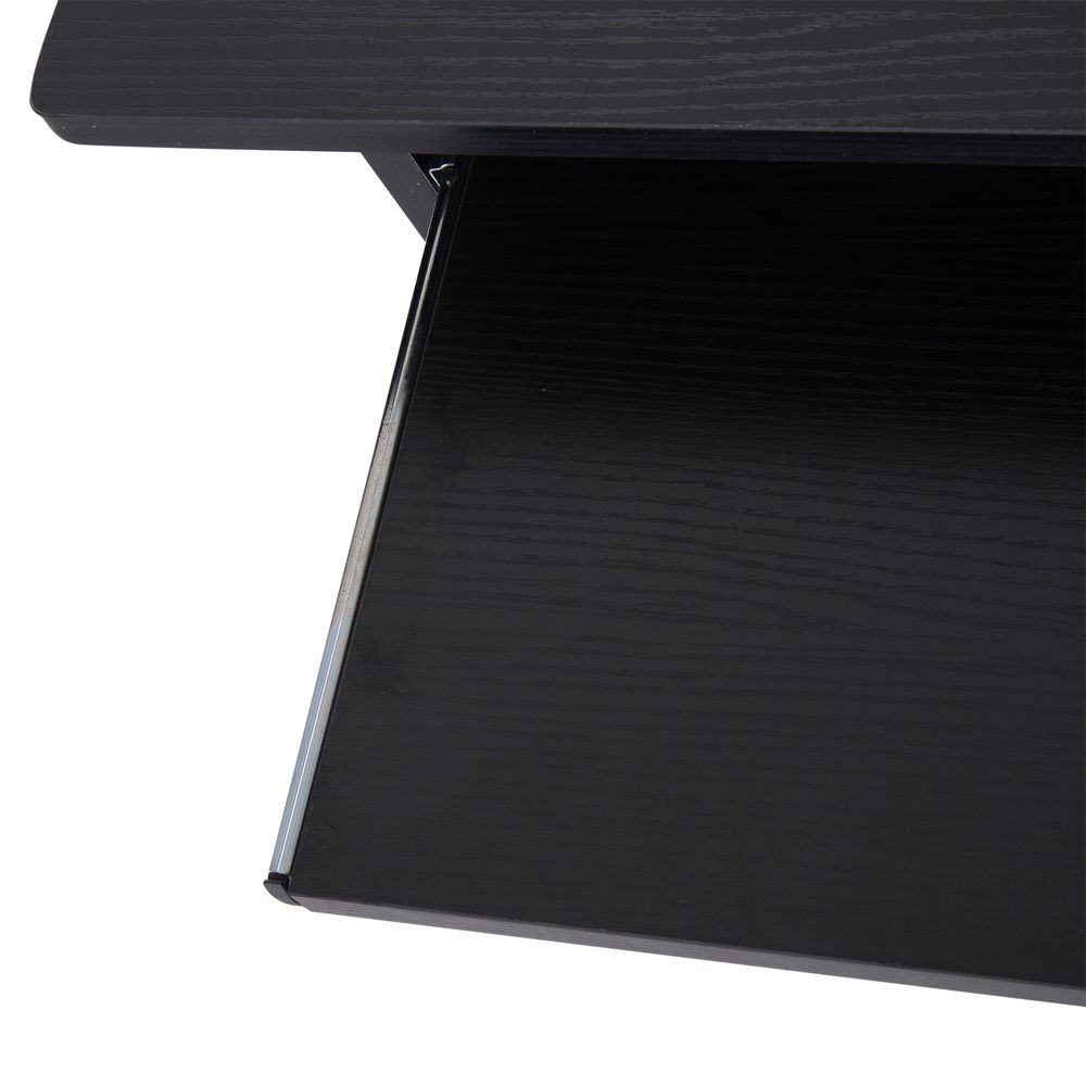 Compact Black Computer Desk with Keyboard Tray & Open Storage - 73.5cm