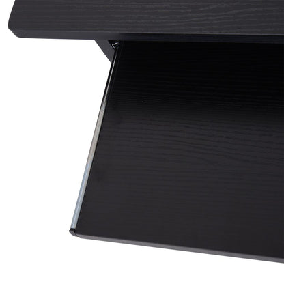 Compact Black Computer Desk with Keyboard Tray & Open Storage - 73.5cm
