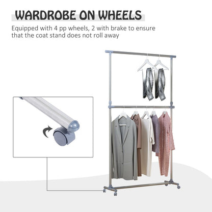 Heavy-Duty Rolling Clothes Hanger - Sturdy Stainless Steel Organizer Solution