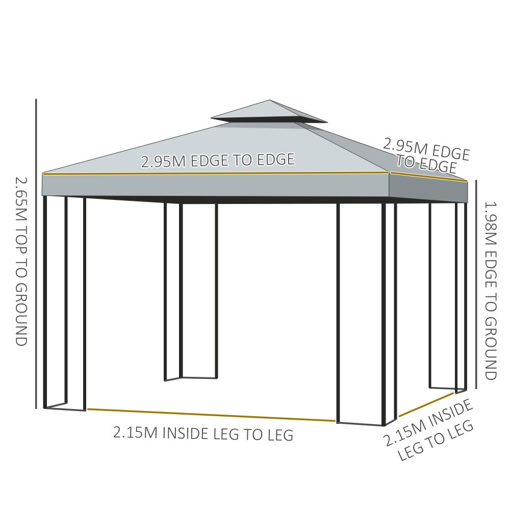 Stunning 3x3m Metal Gazebo - Elegant Shade for Outdoor Parties & Relaxation