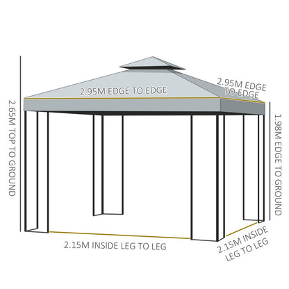 Stunning 3x3m Metal Gazebo - Elegant Shade for Outdoor Parties & Relaxation
