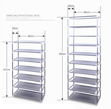 Load image into Gallery viewer, Fashionable Room-saving 9 Lattices Non-woven Fabric Shoe Rack Gray

