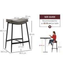 Load image into Gallery viewer, Elegance Meets Comfort: HOMCOM Set of 2 Upholstered Bar Stools in Grey
